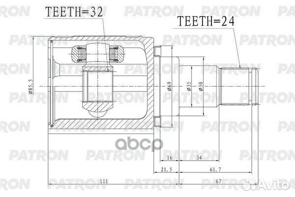 ШРУС внутр. toyota Camry ACV51/ASV5/AVV50/GSV50