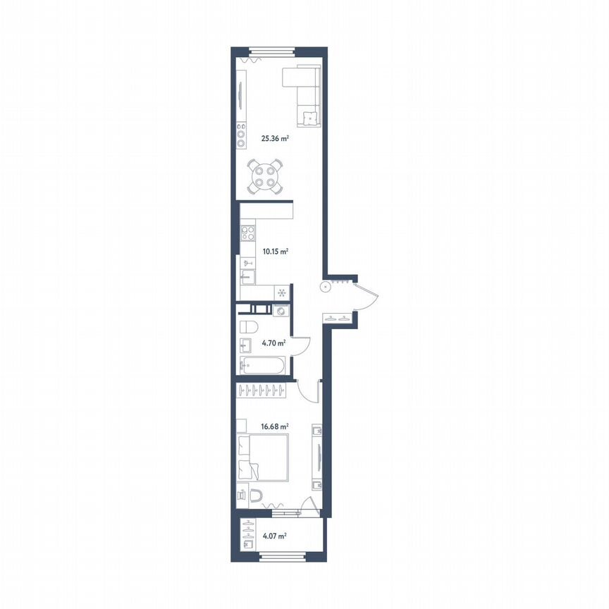 1-к. квартира, 58,9 м², 5/11 эт.