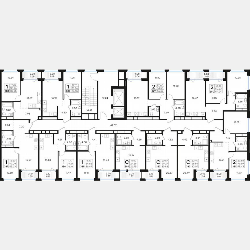 2-к. квартира, 54,2 м², 6/15 эт.