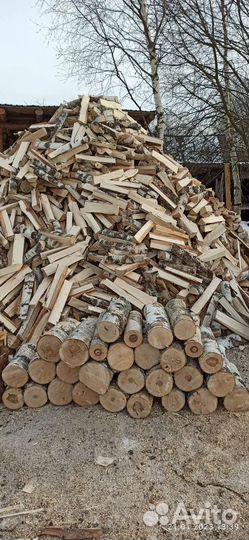 Дрова колотые береза, ольха. Горбыль пиленный
