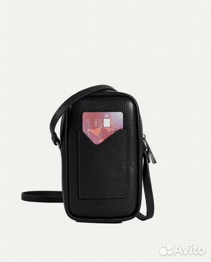 Новая чёрная сумка-футляр кожаная