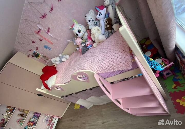 Кровать чердак домик для девочки принцессы