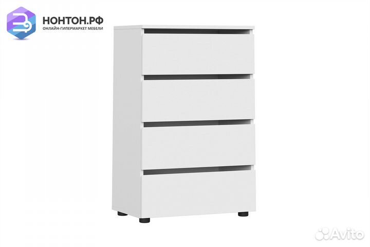 Комод с 4-мя ящиками Грейс белый текстурный