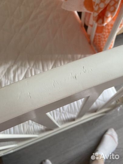 Детская кроватка с маятником белая+ матрац