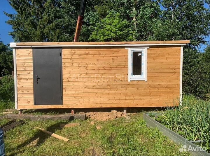Вагончик бытовка строительная с установкой