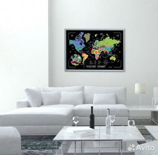 Скретч-карта мира со стираемым слоем 65х45 новая