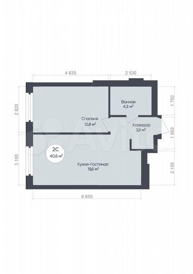 2-к. квартира, 40,6 м², 22/25 эт.