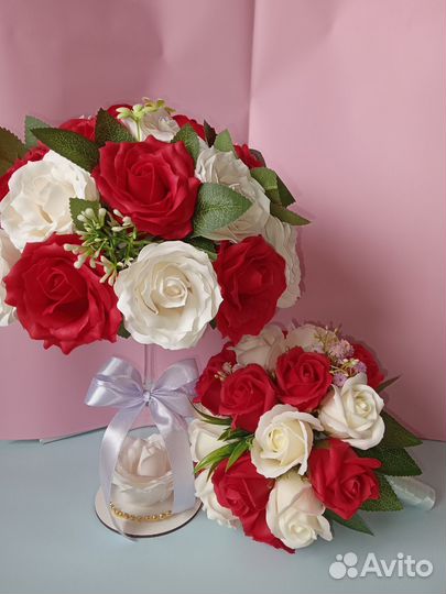 Мыльные букеты из роз, свадебная тематика