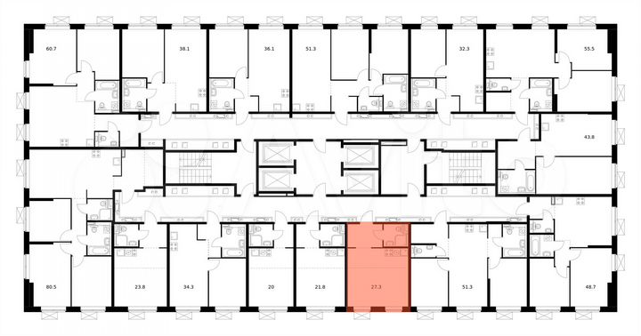 Квартира-студия, 27,3 м², 31/33 эт.