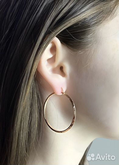 Серьги Кольца конго из медицинского золота