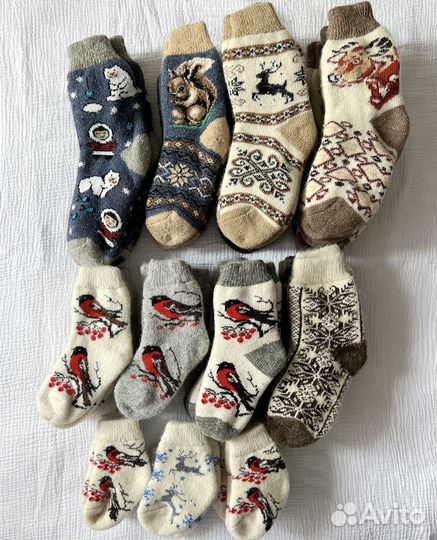 Носки шерстяные вязаные для детей и взрослых