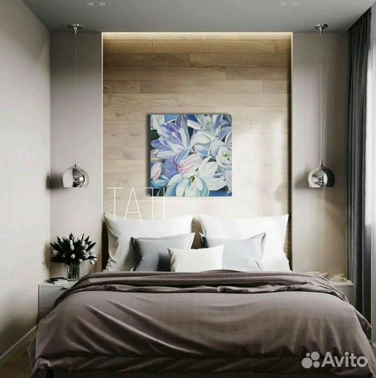 Картина маслом цветы магнолии 50х50