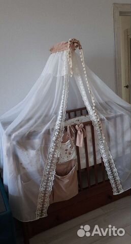 Комплект в кроватку с бортиками и балдахином