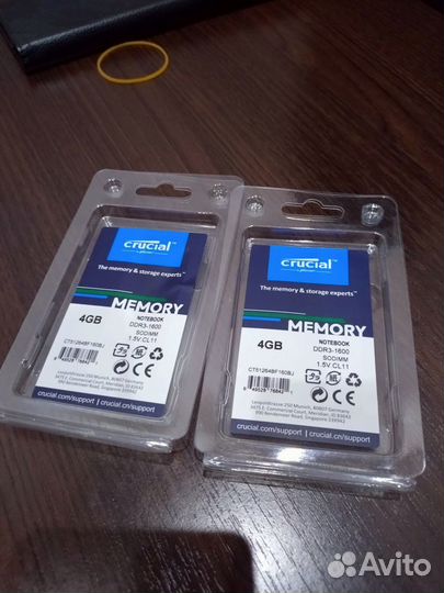 Оперативная память ноутбука DDR3 4gb 1600 Crucial