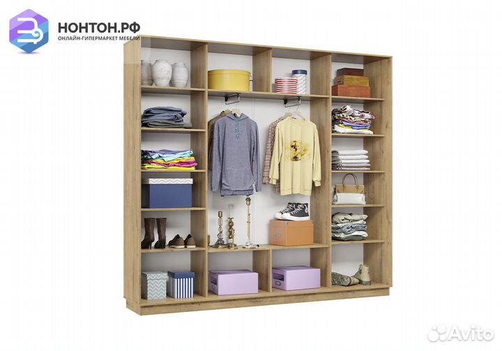 Шкаф-купе трёхдверный Асель с 1 зеркалом бунратти