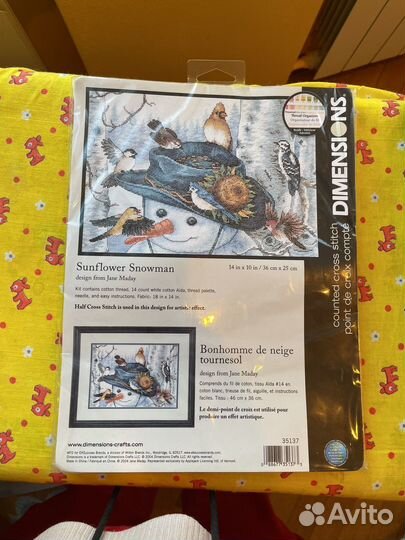 Dimensions Вышивка снеговик и подсолнух