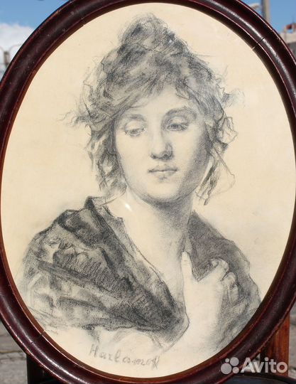 Картина старинная портрет девушки