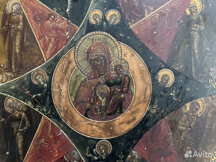 Икона Купина Неопалимая доска кипарис шпонки дубов