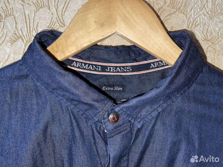 Джинсовая рубашка armani оригинал 3XL extra slim