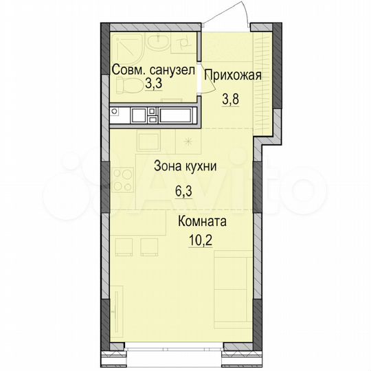 Квартира-студия, 23,6 м², 4/18 эт.