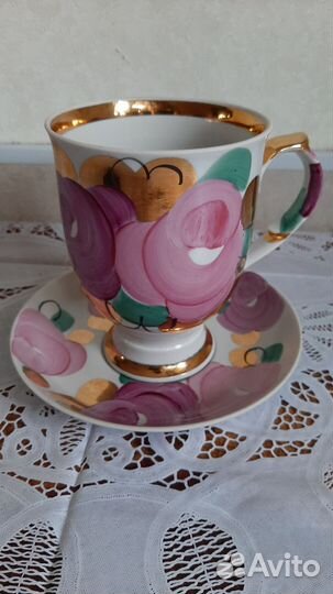 Чашка с блюдцем Дулево. Агашки Гигант. Редкая
