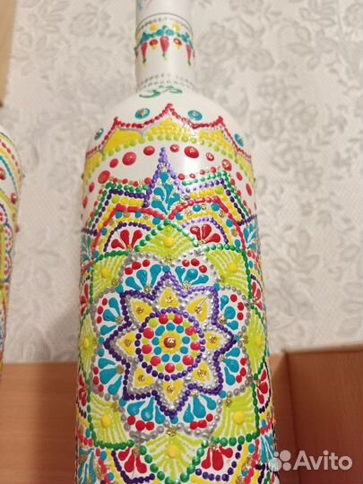 Сувенир. Бутылка в точечной росписи
