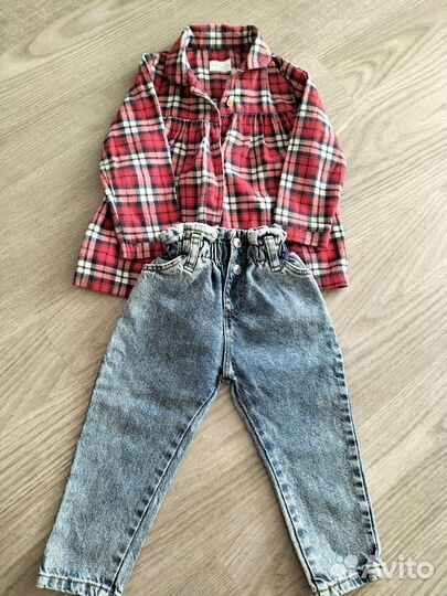 Джинсы и рубашка для девочки 2-3 года