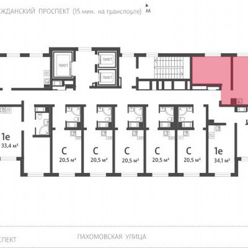 3-к. квартира, 57,8 м², 15/20 эт.