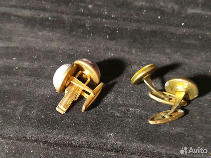 Запонки СССР тяжелые под янтарь