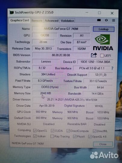 Ноутбук i5-4200m, 8гб, Gt 740 2гб, 1000гб