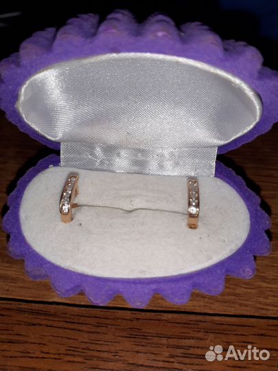 Золотые серьги детские с фианитами