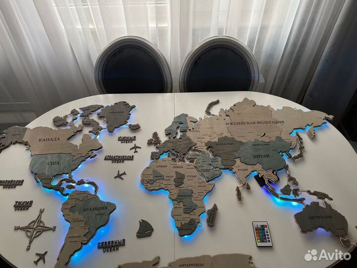 Настенная карта мира, подложка, подсветка