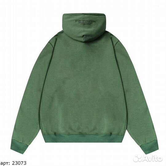 Худи stussy green n orange logo зеленое