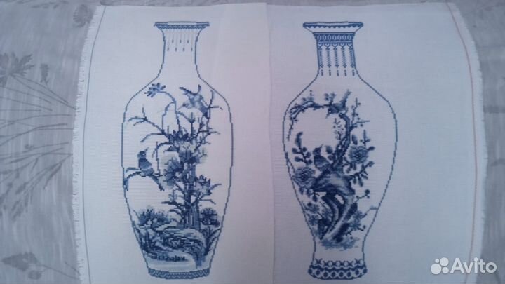 Вышивка крестиком готовая. Парный сюжет. Цена за 1