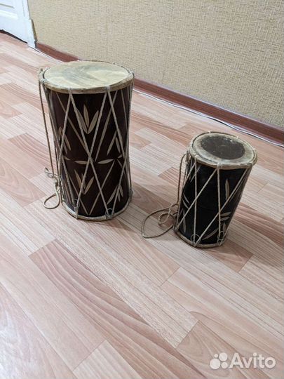 Деревянный индийский барабан дхолак