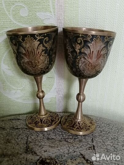 Бокалы винтаж, Индия, эмали, 2шт