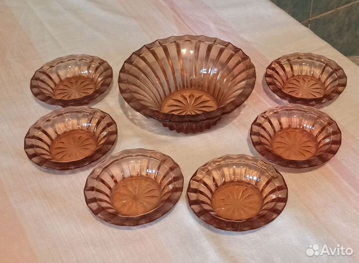 Вазочка/конфетница и 6 розеток СССР