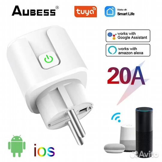 Умная розетка wifi 20А