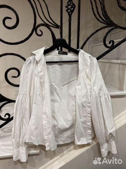 Рубашка женская белая с объемными рукавами