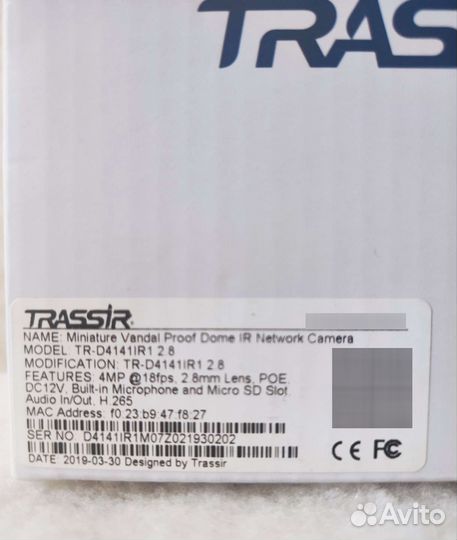 Камера видеонаблюдения купольная Trassir TR-D3141