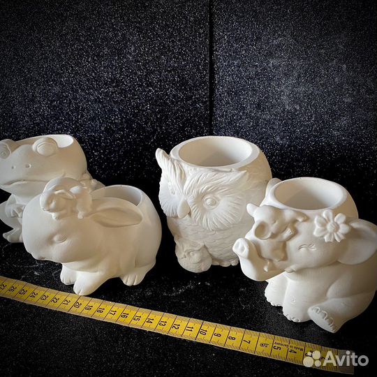 Кашпо кролик,слон,лягушка.сова карандашница