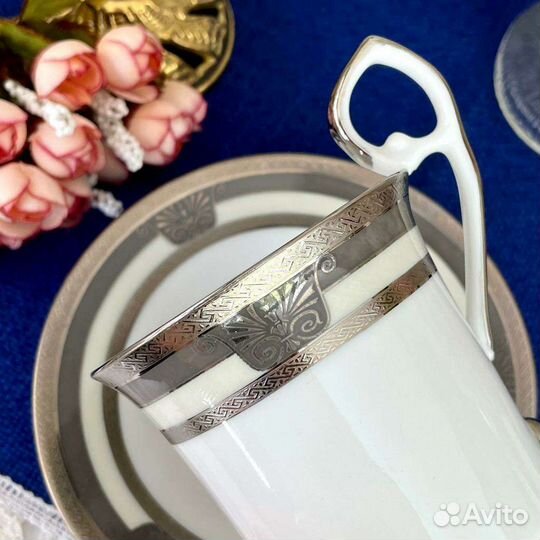 Чайная пара Sheng Xing China серебряный ободок