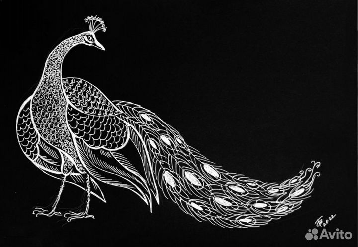 Графика в интерьер - павлины (30Х40)