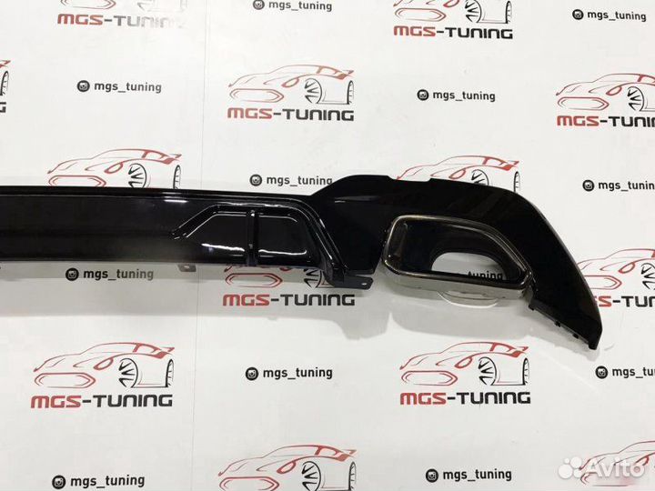 Диффузор BMW 3 G20 M340 черный + Черный насадки