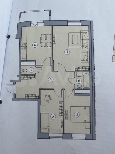 3-к. квартира, 70,5 м², 6/8 эт.