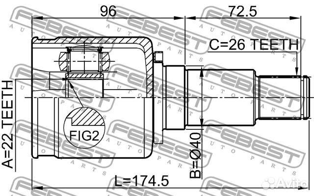 Шрус внутренний правый 22x40x26 (suzuki grand vita