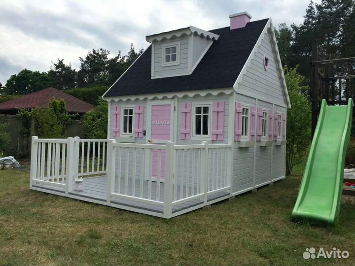 Детский игровой деревянный домик для дачи и сада