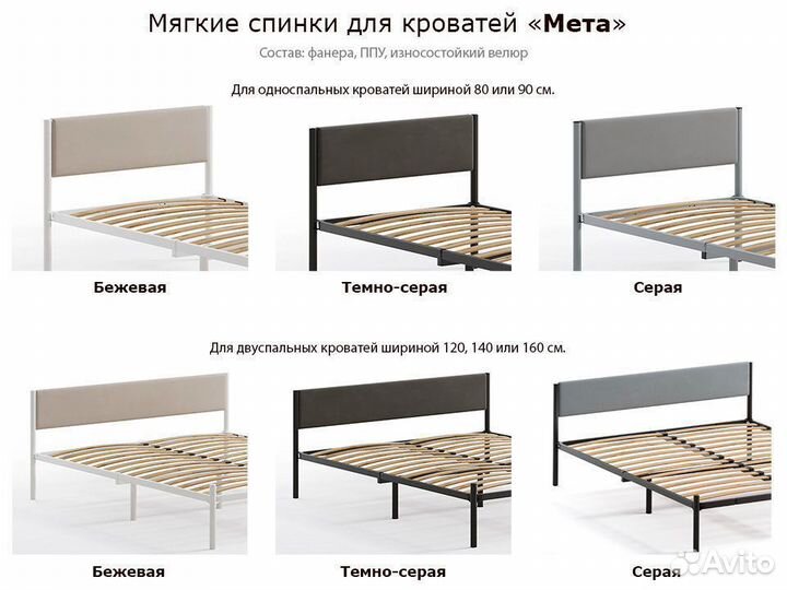 Кровать Мета 80х200 металлическая односпальная