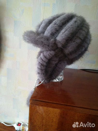 Шапка норковая вязанная женская