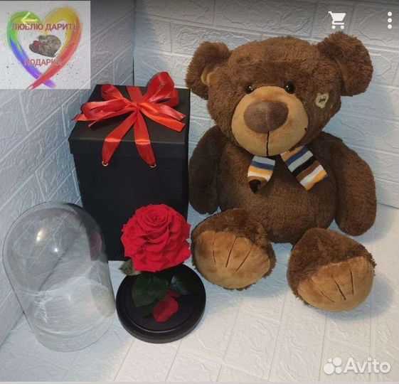 Вечная роза в колбе, размер хl